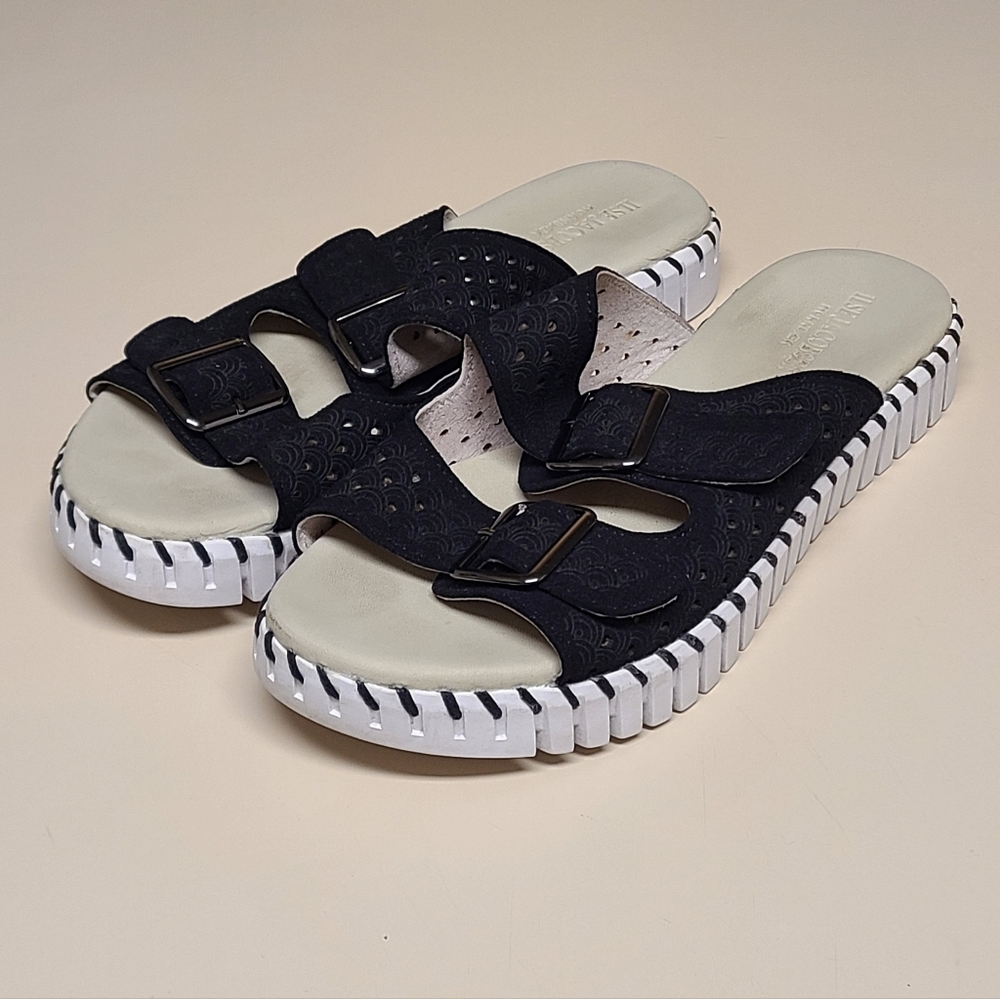 Ilse Jacobsen double buckle slide sandals size 39